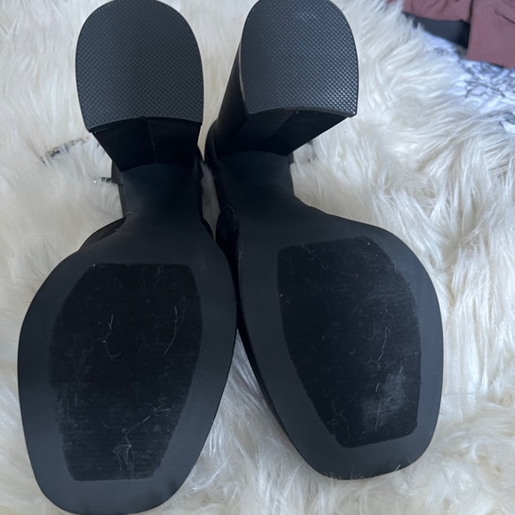 Black ankle strap embellishment double platform heels - Picture 3 of 3